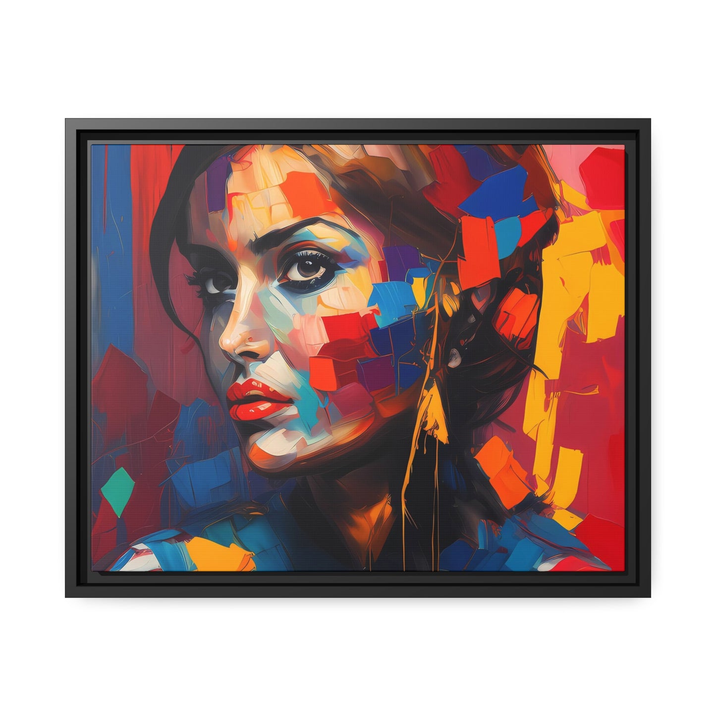Woman AI Gen Matte Canvas, Black Frame