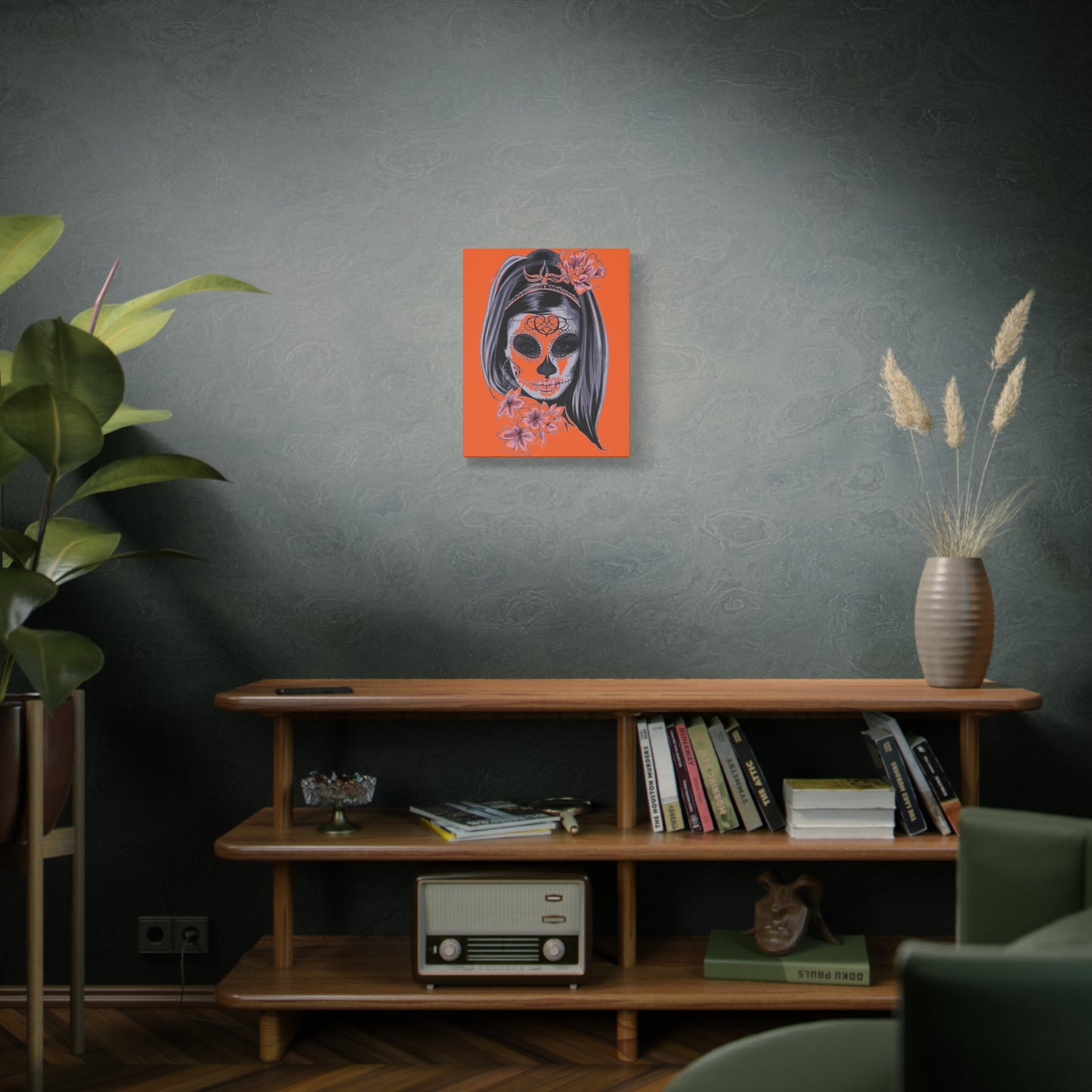 Lady Dead Mask Orange Matte Canvas, Stretched, 1.25"