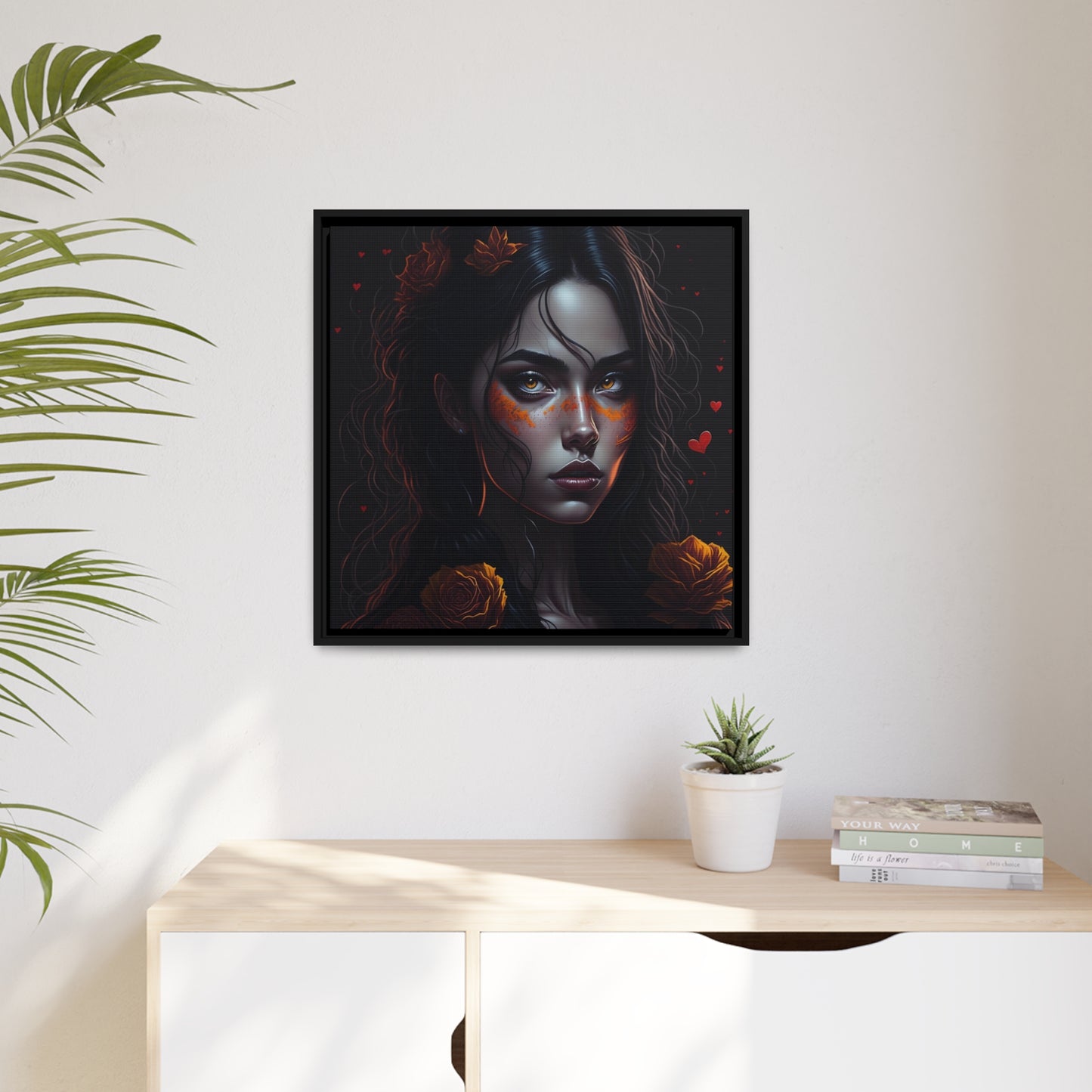 Woman AI Gen Matte Canvas, Black Frame