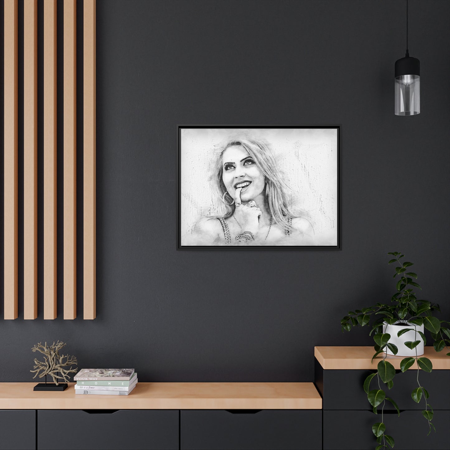 Woman Matte Canvas, Black Frame