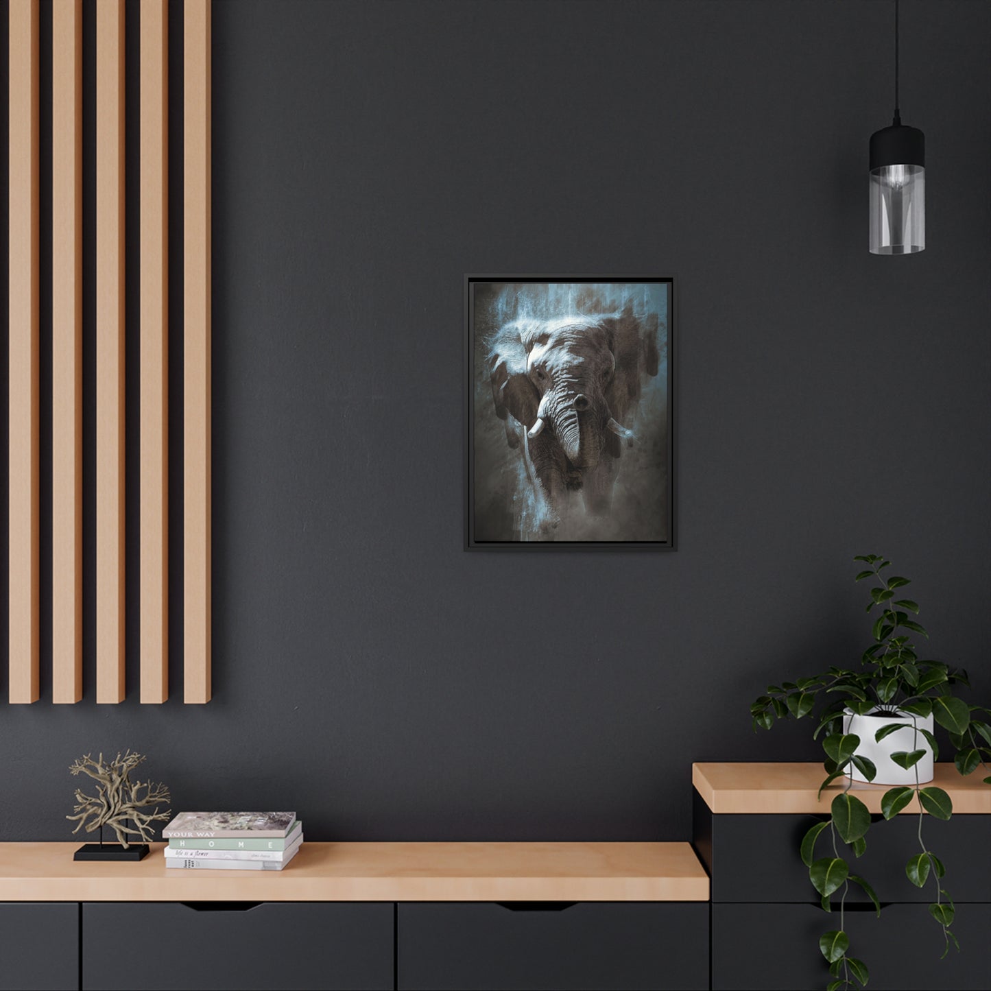 Elephant AI Gen Matte Canvas, Black Frame