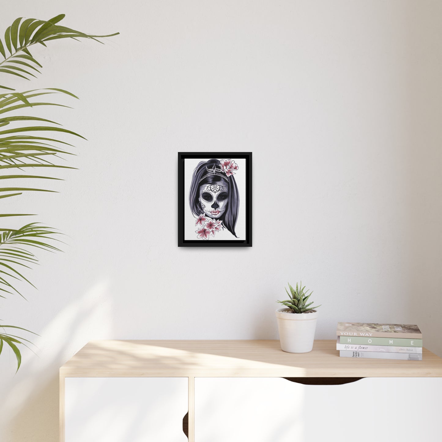 Lady Dead Mask White Matte Canvas, Black Frame