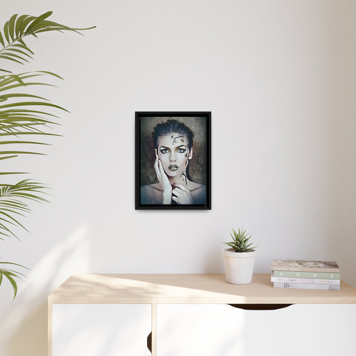 Woman Portrait Matte Canvas, Black Frame
