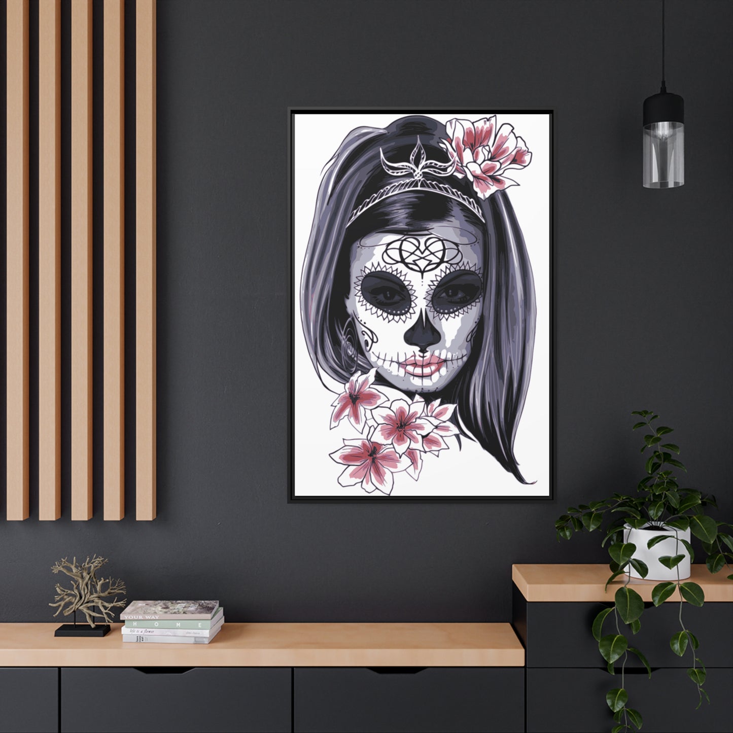 Lady Dead Mask White Matte Canvas, Black Frame