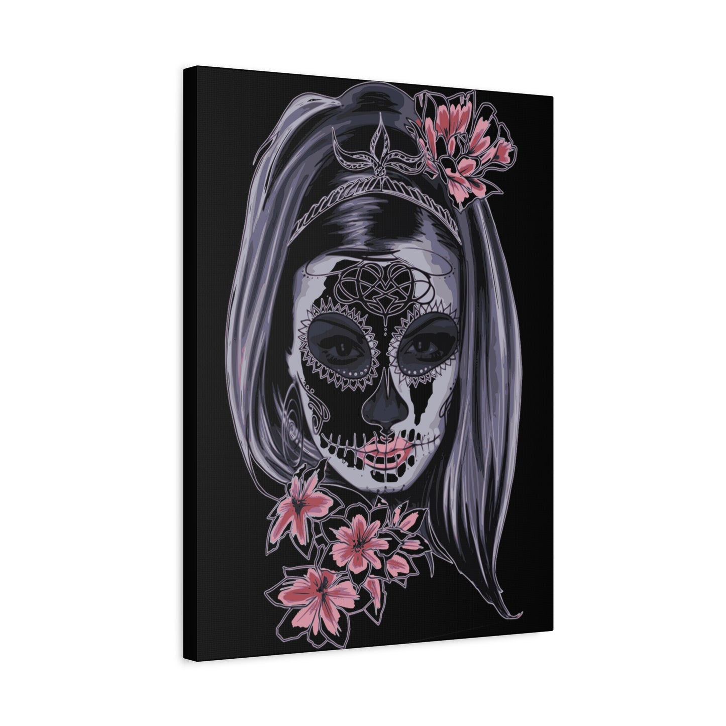 Lady Dead Mask Black Matte Canvas, Stretched, 1.25"