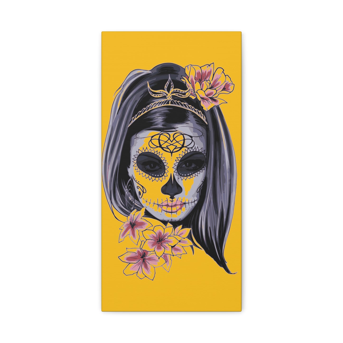 Lady Dead Mask Yellow Matte Canvas, Stretched, 1.25"