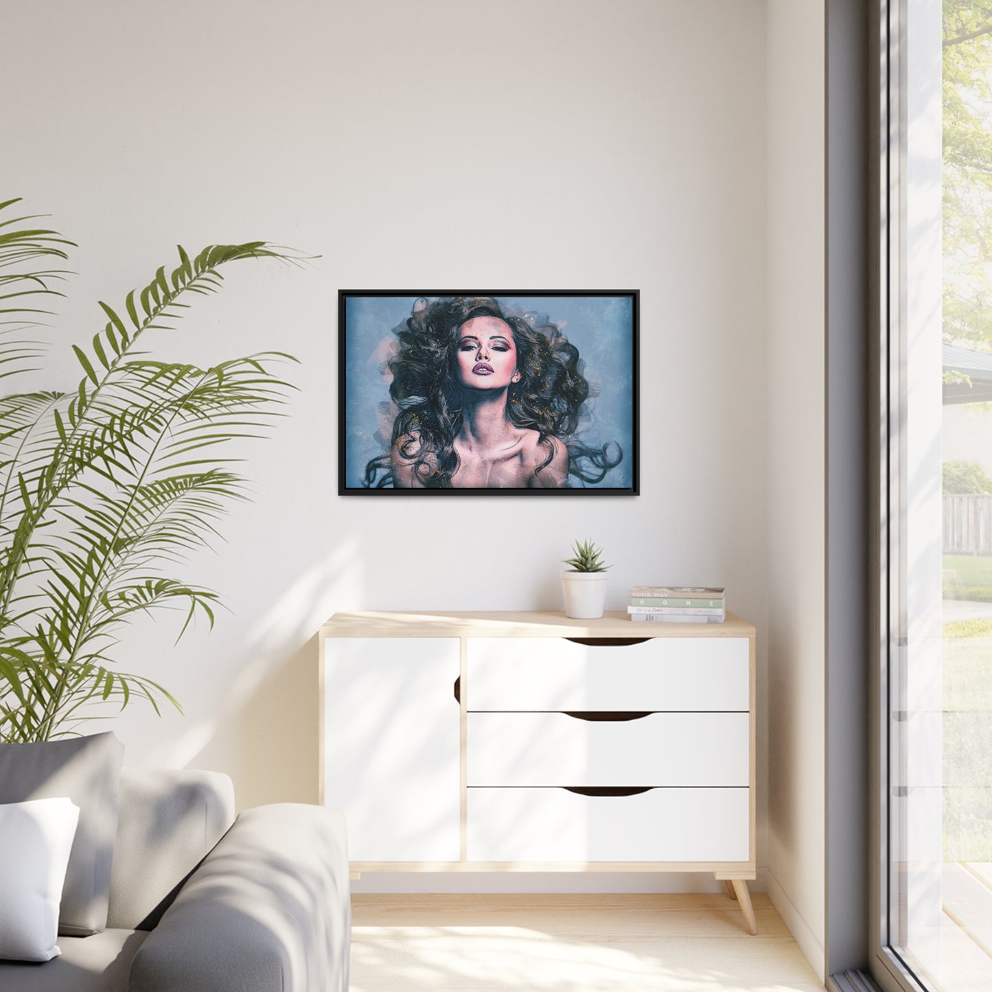 Woman Matte Canvas, Black Frame