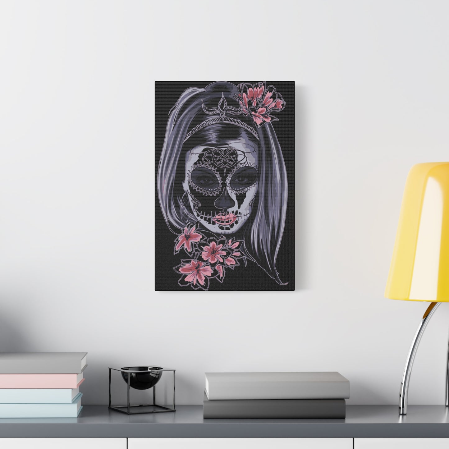 Lady Dead Mask Black Matte Canvas, Stretched, 1.25"