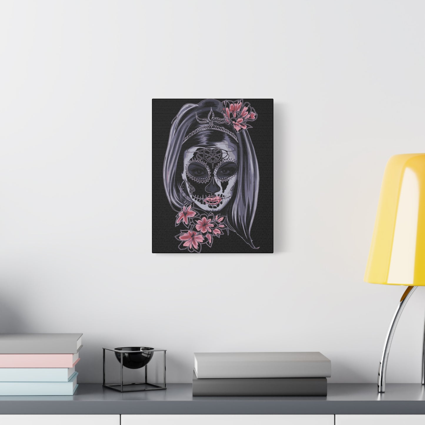 Lady Dead Mask Black Matte Canvas, Stretched, 1.25"
