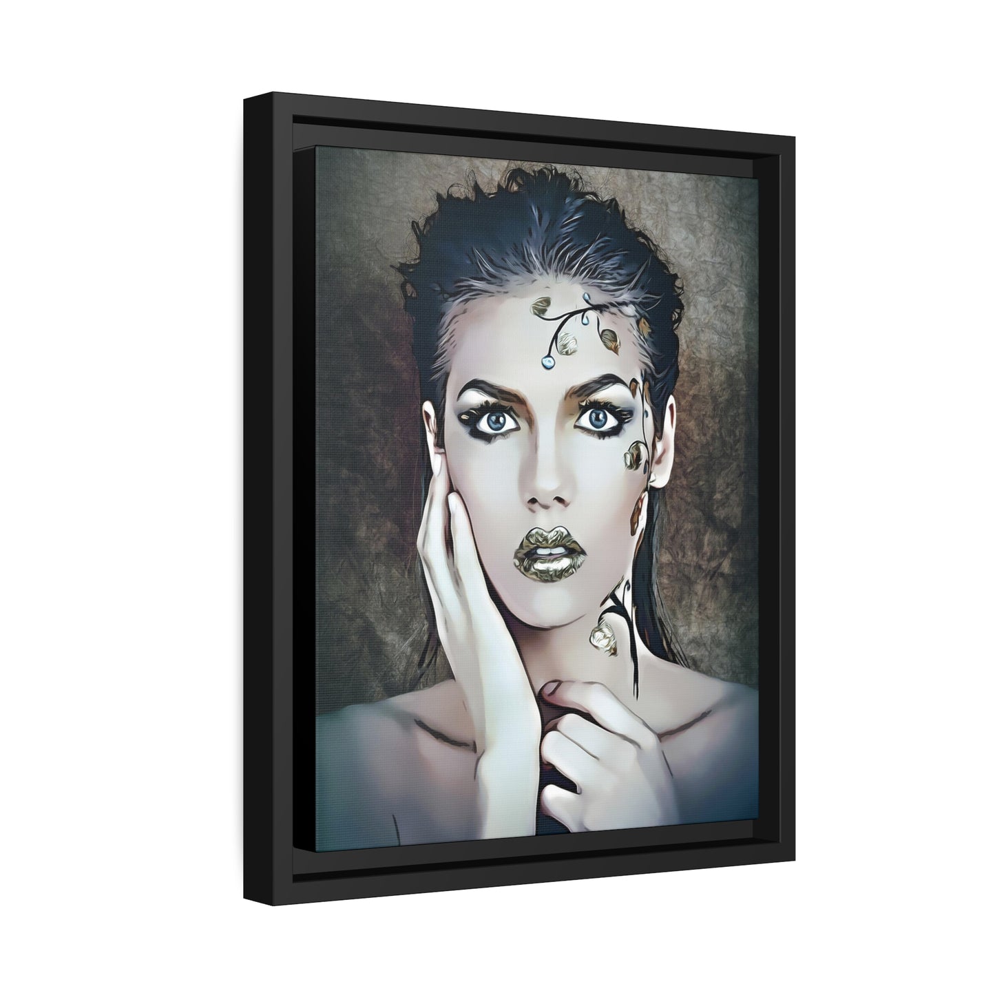 Woman Portrait Matte Canvas, Black Frame