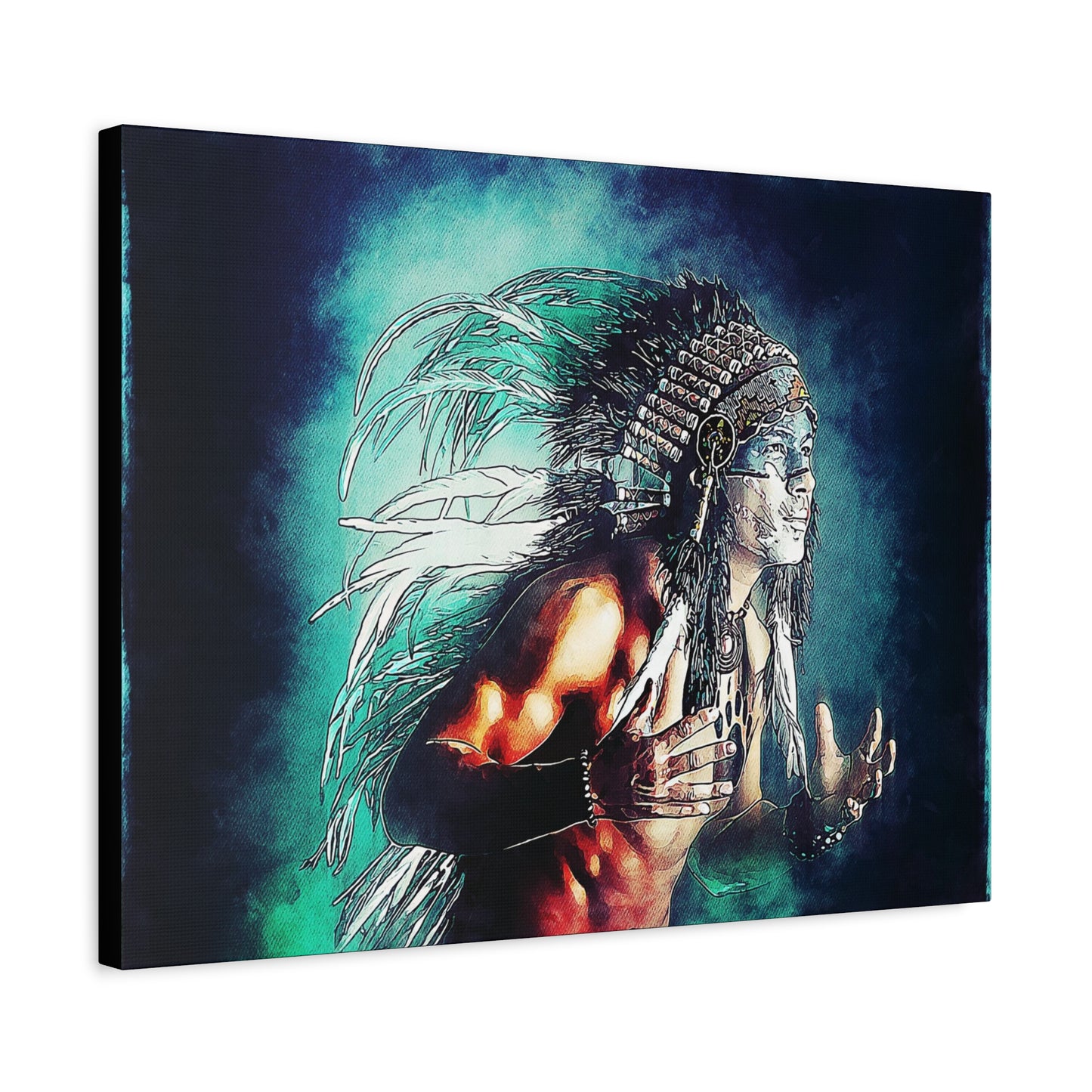 First Nation Man Matte Canvas, Stretched, 1.25"