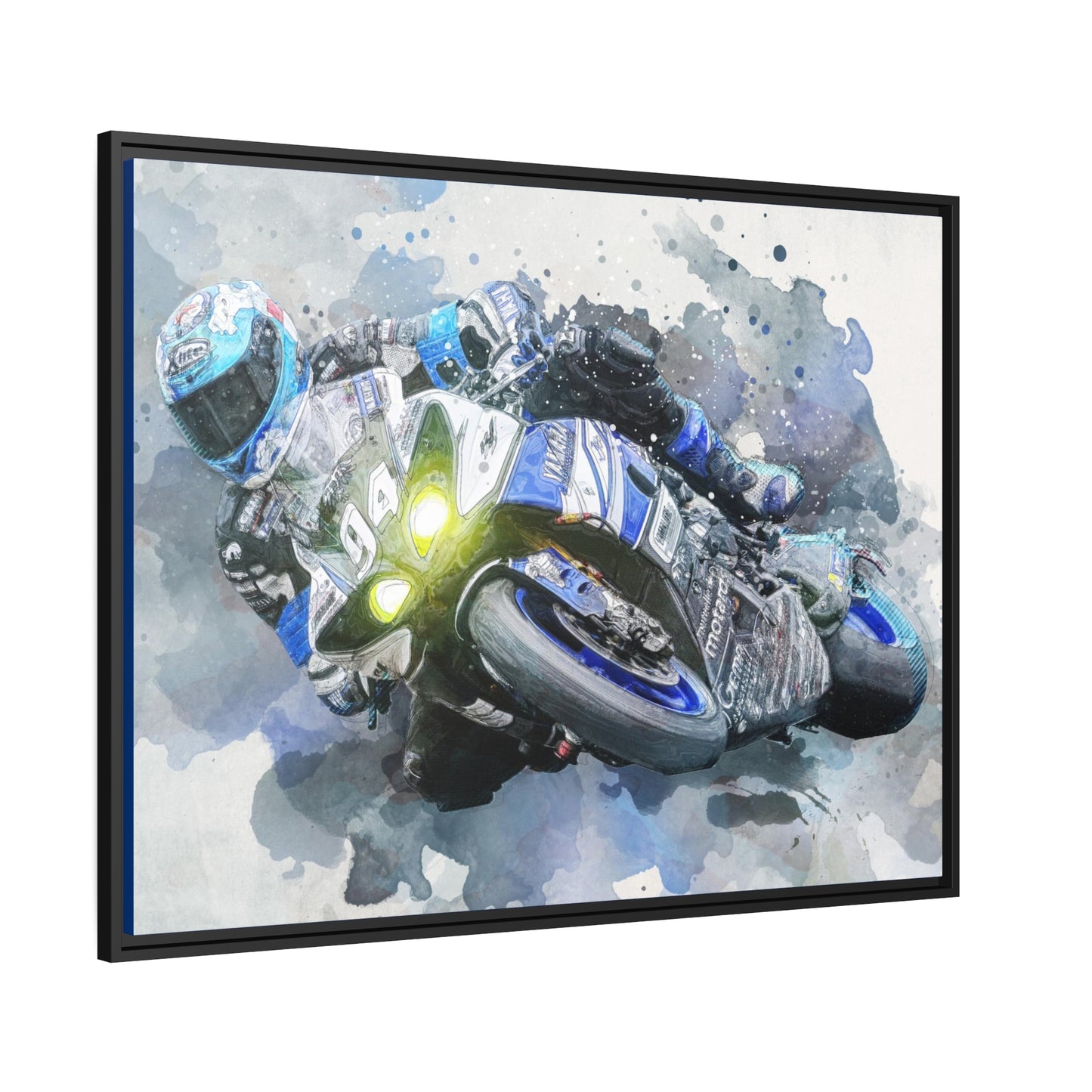 Motorcycle Race Matte Canvas, Black Frame