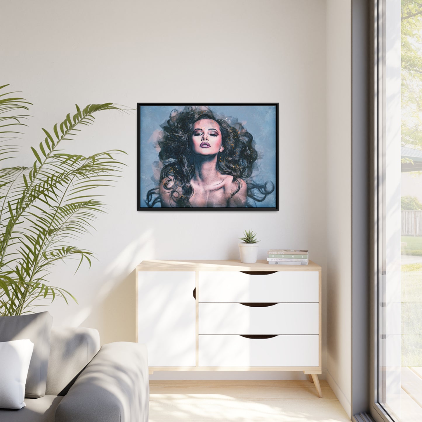 Woman Matte Canvas, Black Frame