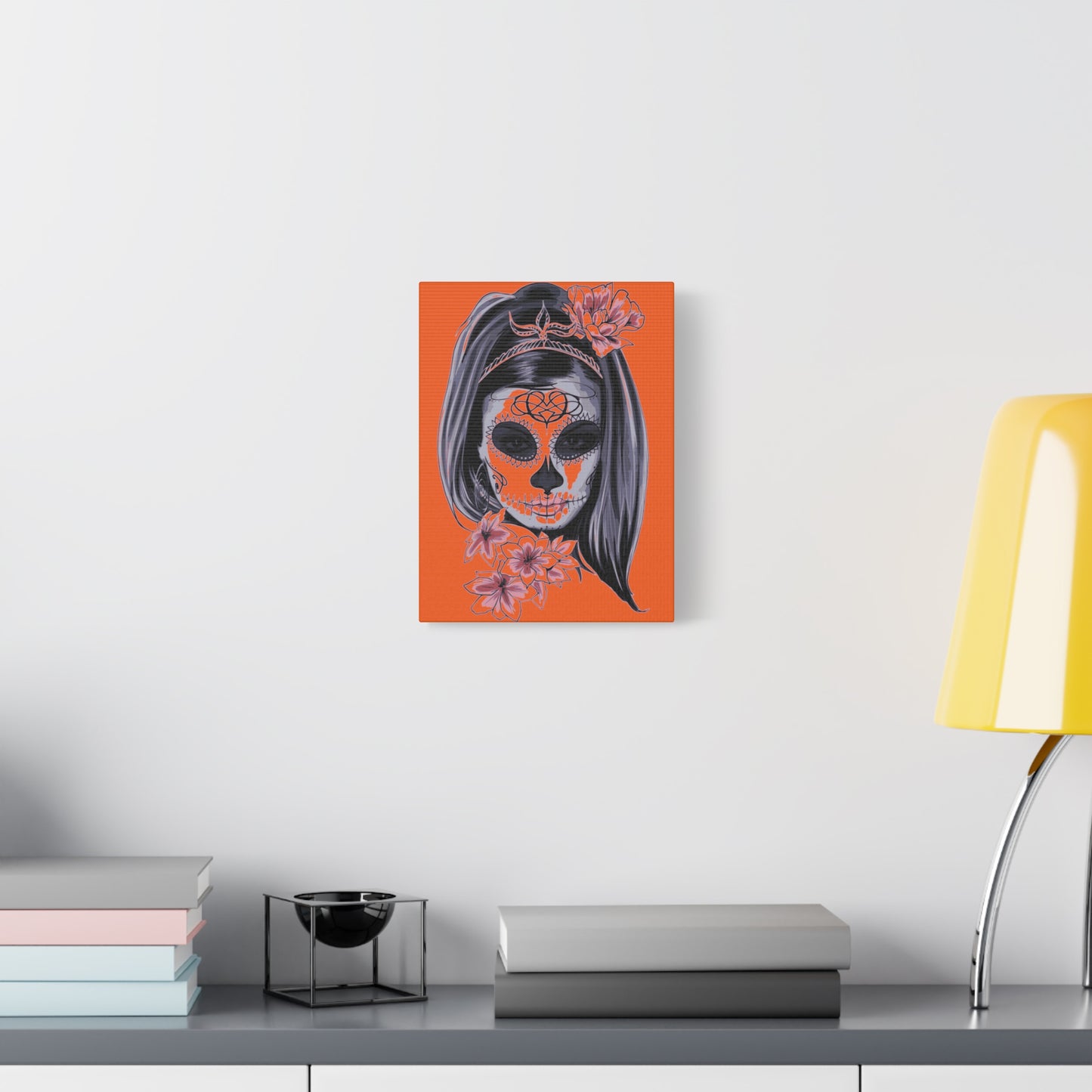 Lady Dead Mask Orange Matte Canvas, Stretched, 1.25"