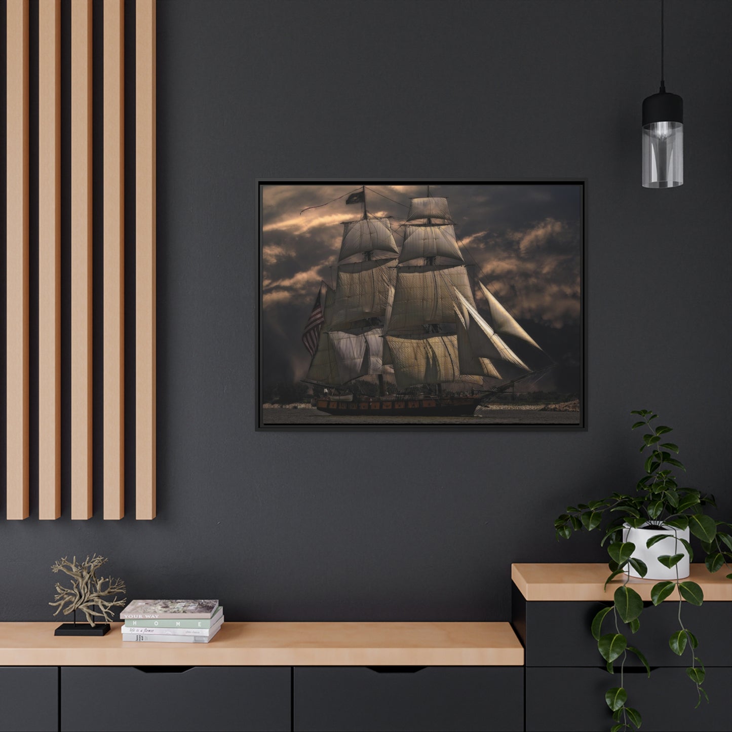 Sailing Ship Matte Canvas, Black Frame
