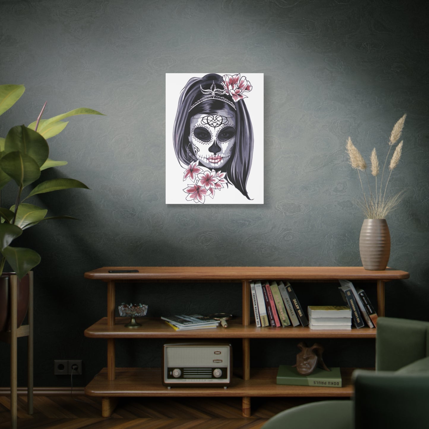 Lady Dead Mask White Matte Canvas, Stretched, 1.25"