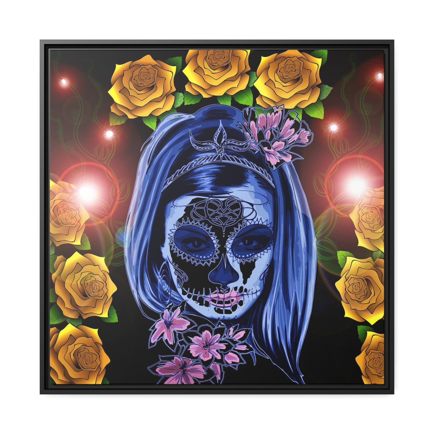 Day of the dead Matte Canvas, Black Frame
