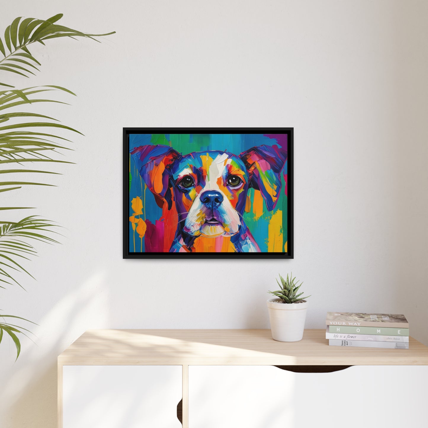 Dog AI Gen Matte Canvas, Black Frame