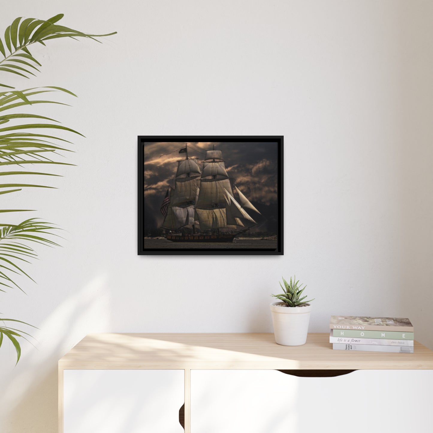 Sailing Ship Matte Canvas, Black Frame