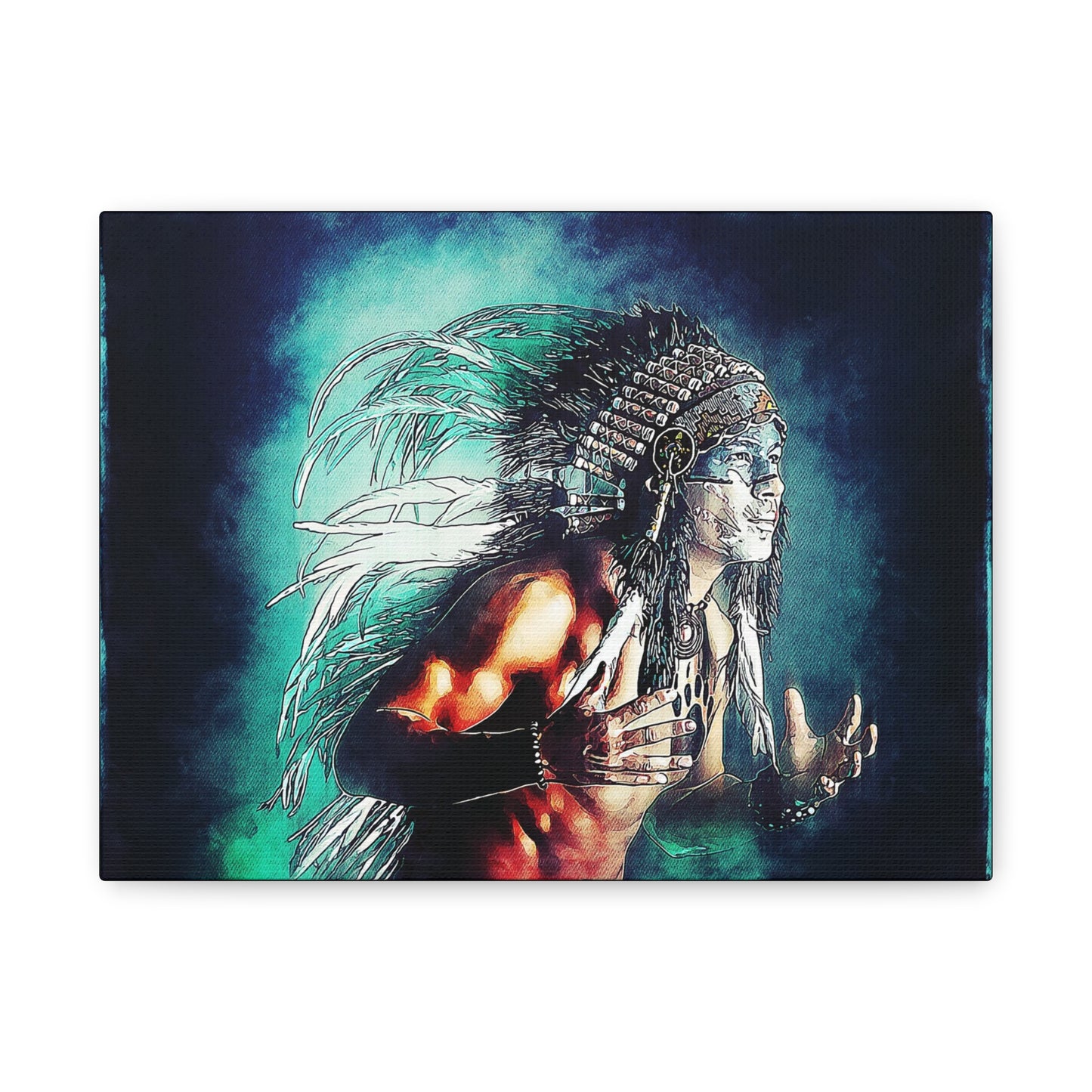 First Nation Man Matte Canvas, Stretched, 1.25"