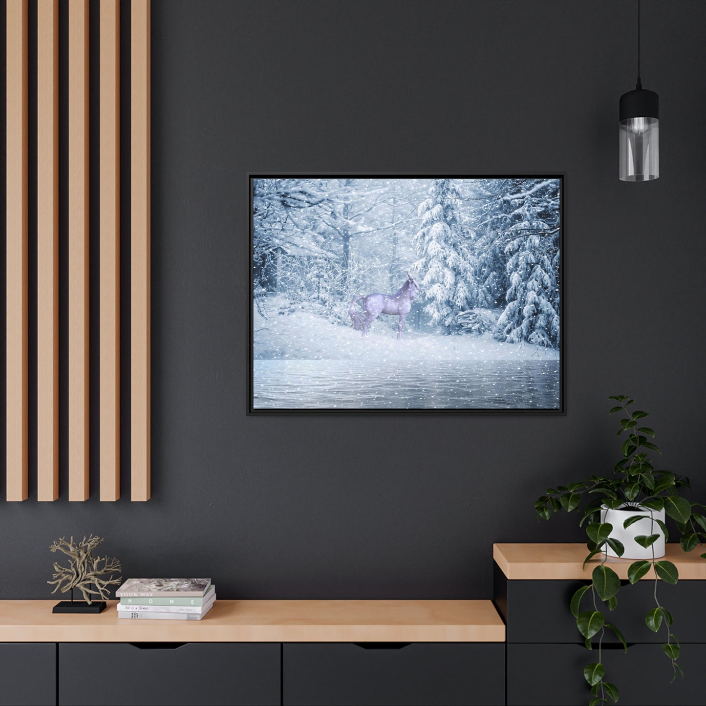 Mystic Unicorn Matte Canvas, Black Frame