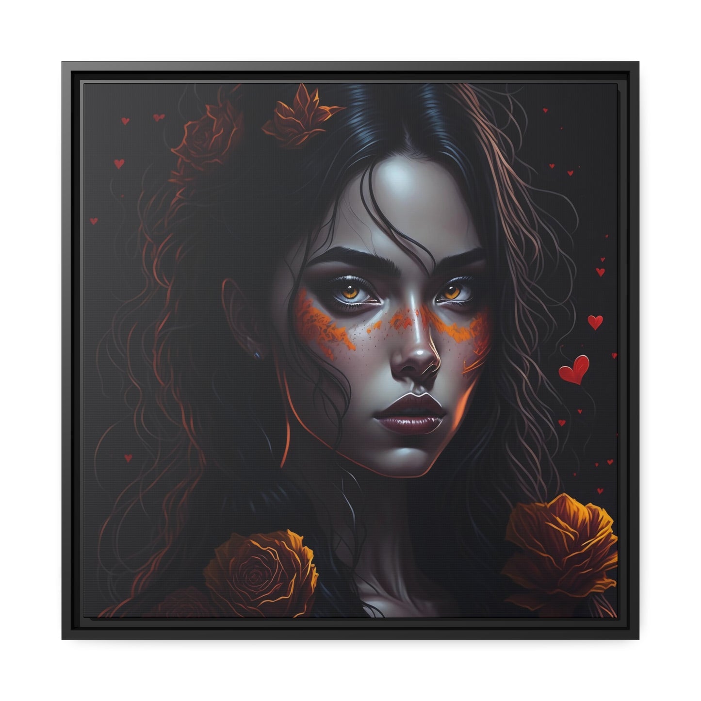 Woman AI Gen Matte Canvas, Black Frame