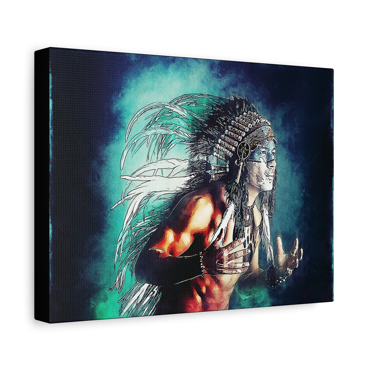 First Nation Man Matte Canvas, Stretched, 1.25"