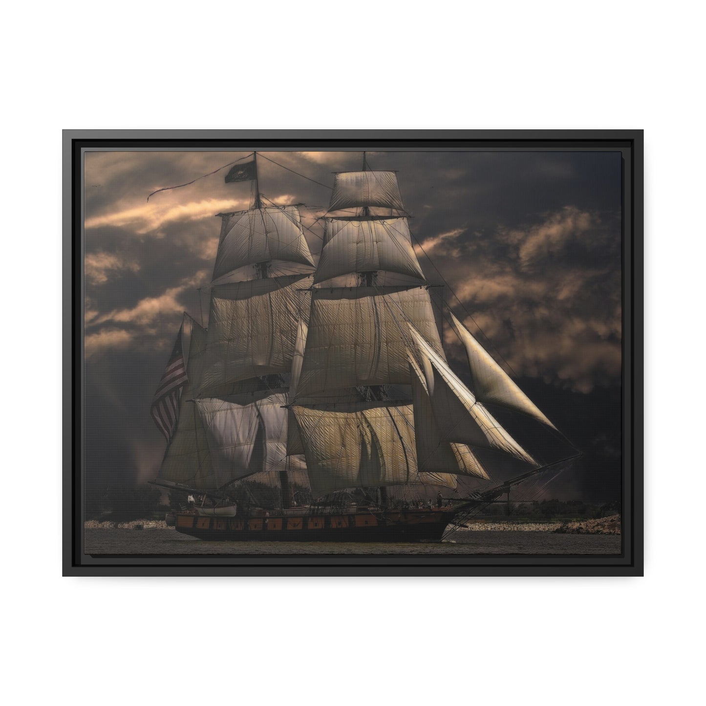 Sailing Ship Matte Canvas, Black Frame