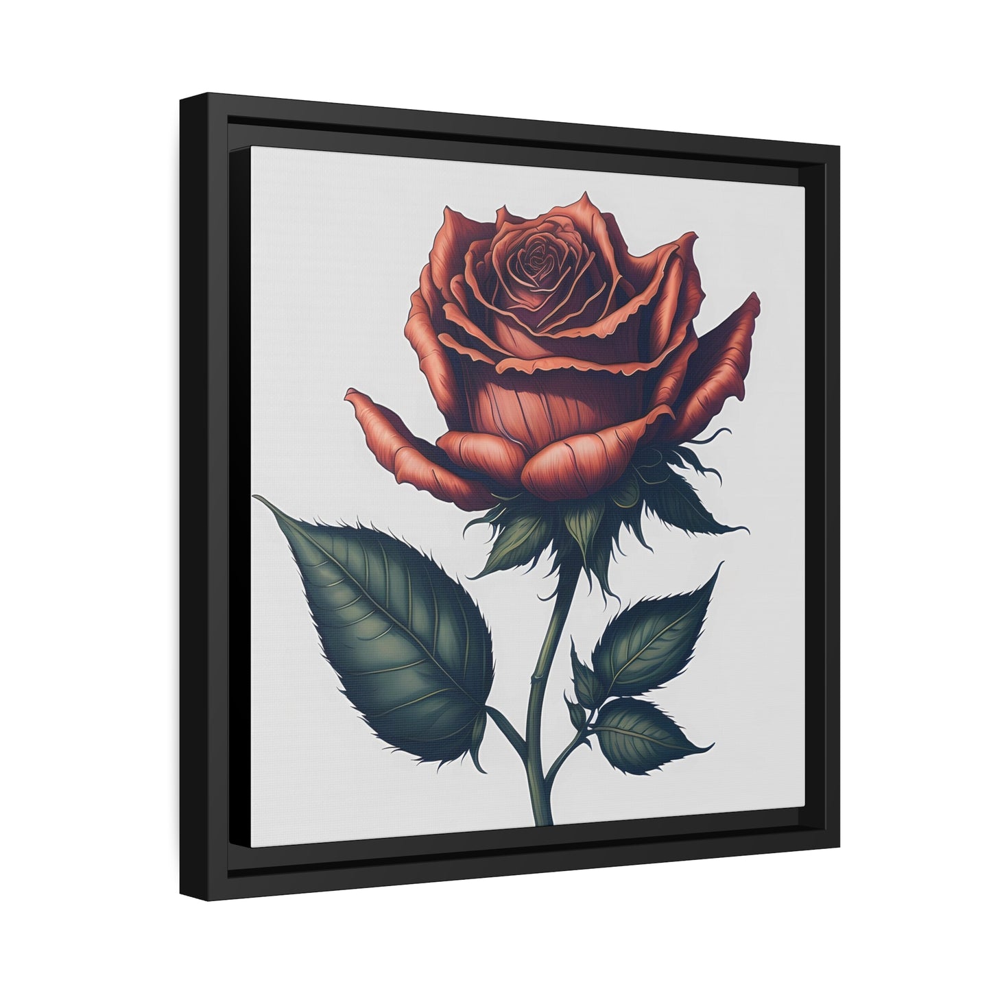 Rose AI Gen Matte Canvas, Black Frame