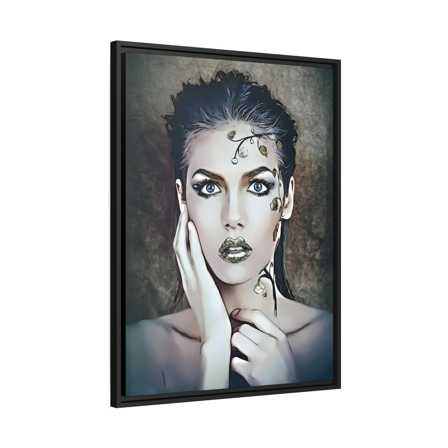 Woman Portrait Matte Canvas, Black Frame