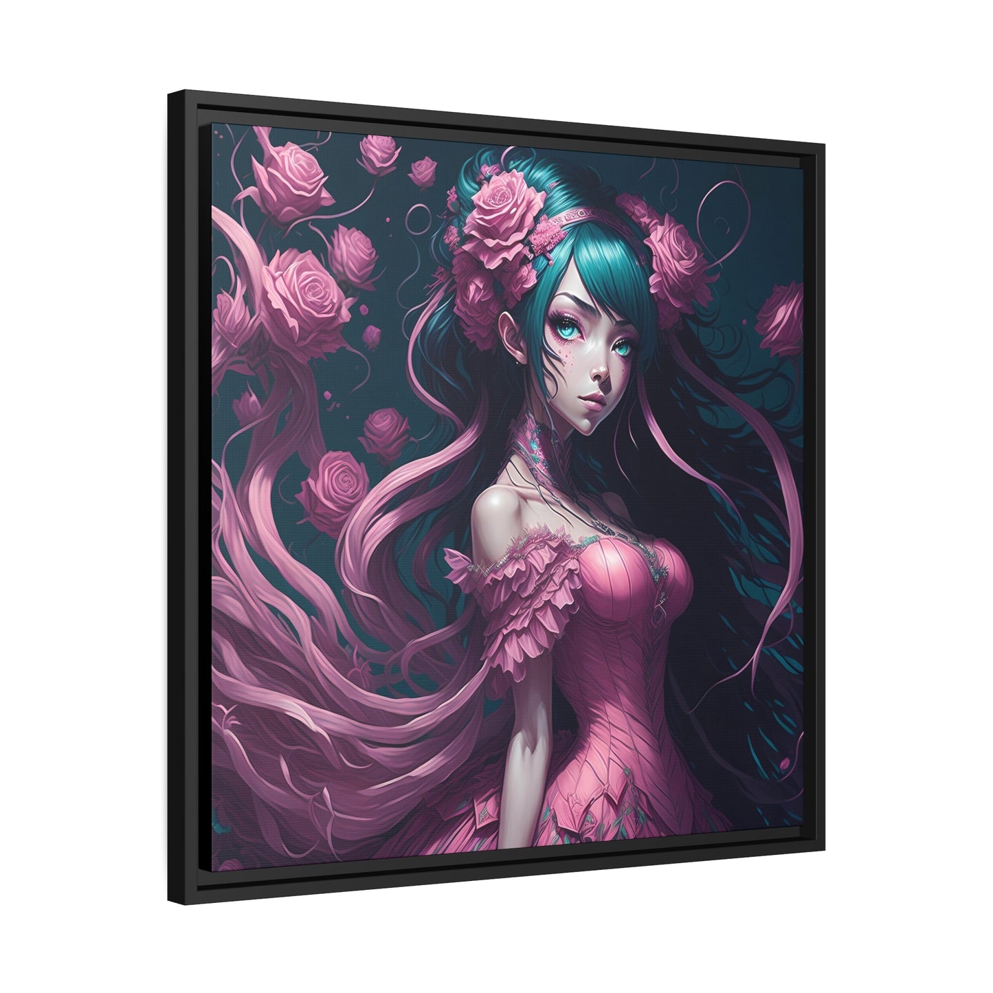 Lady Rose AI Gen Matte Canvas, Black Frame