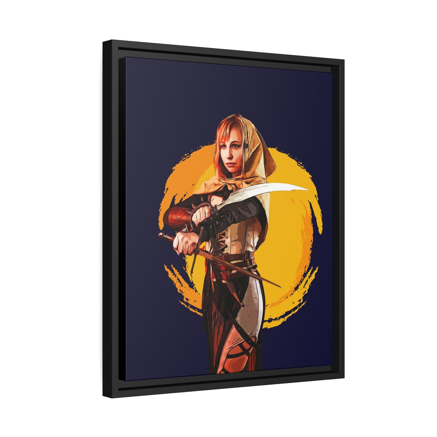 Cosplay Woman Warrior Matte Canvas, Black Frame