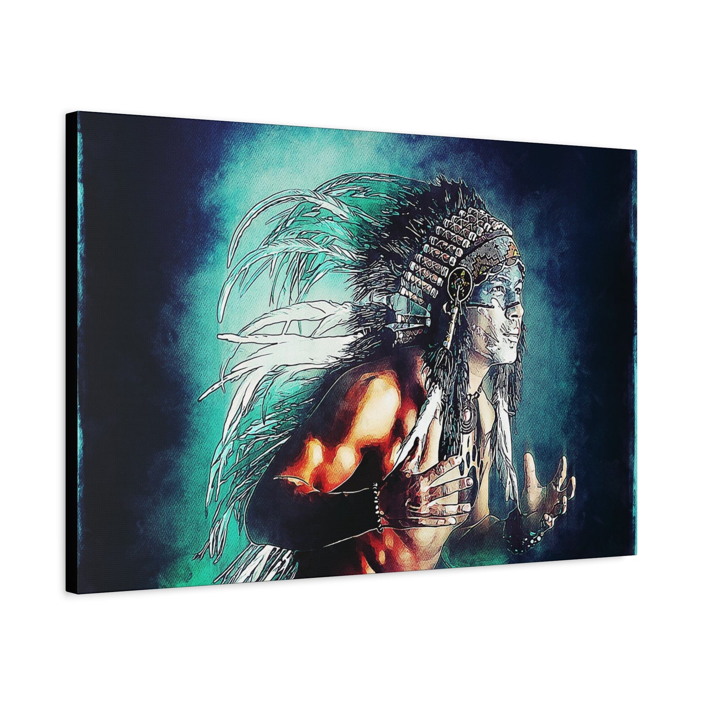 First Nation Man Matte Canvas, Stretched, 1.25"