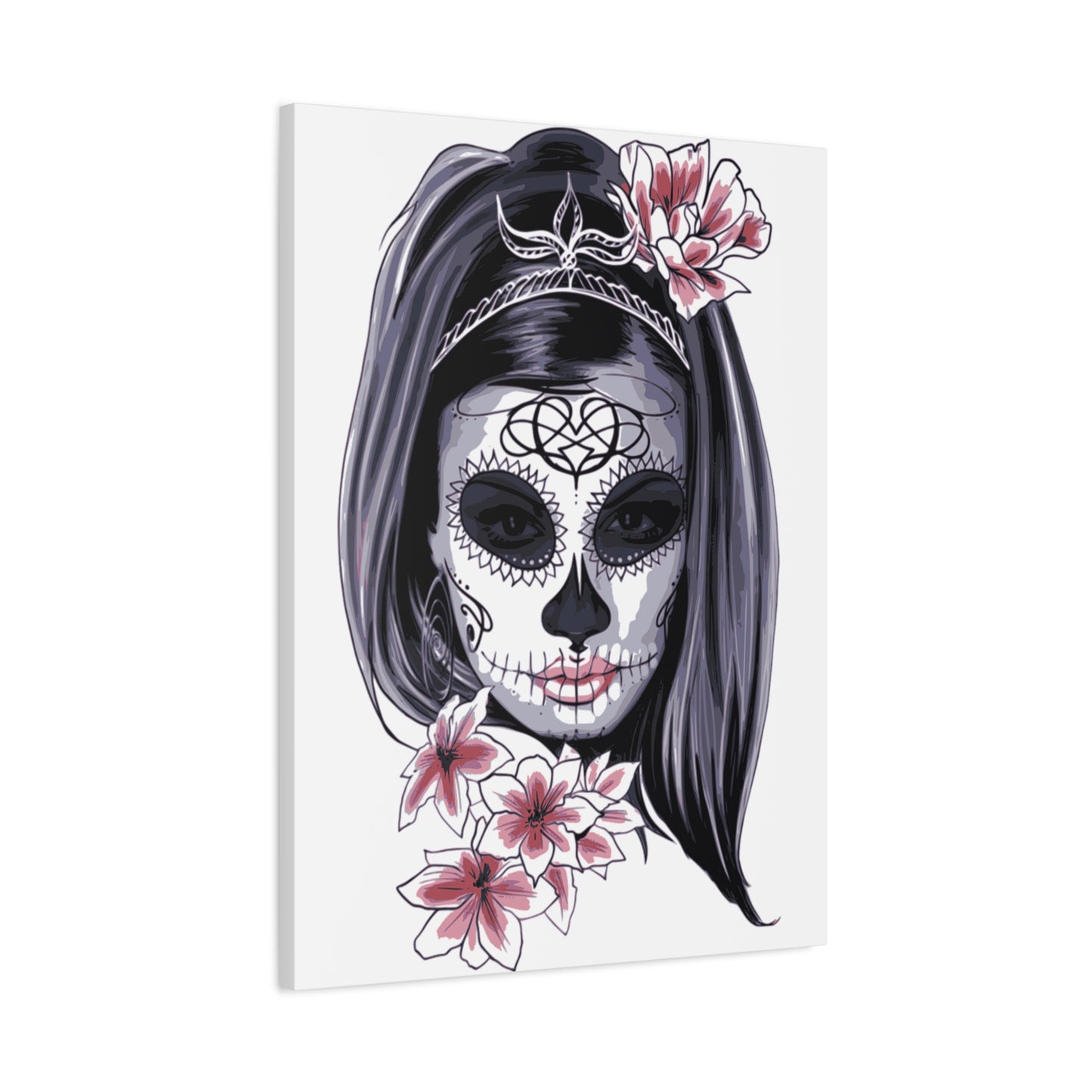 Lady Dead Mask White Matte Canvas, Stretched, 1.25"
