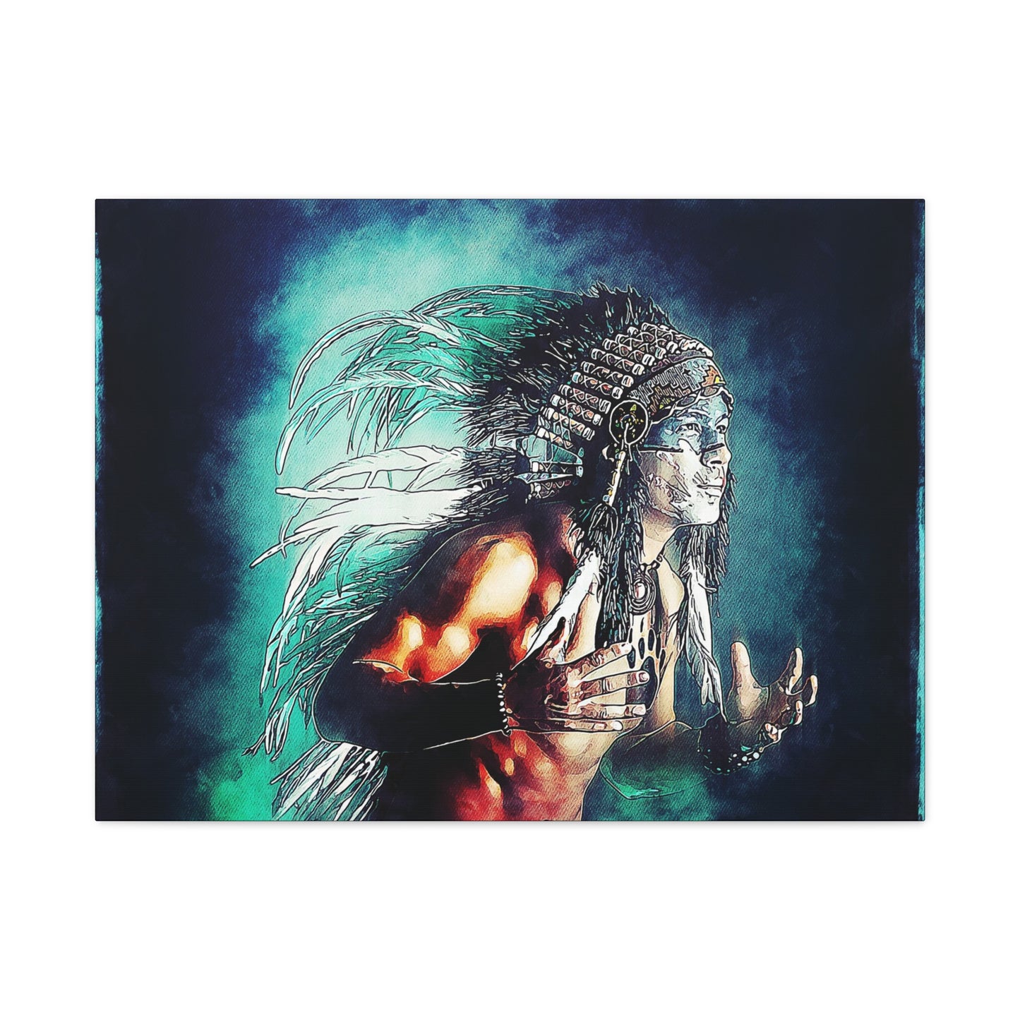 First Nation Man Matte Canvas, Stretched, 1.25"