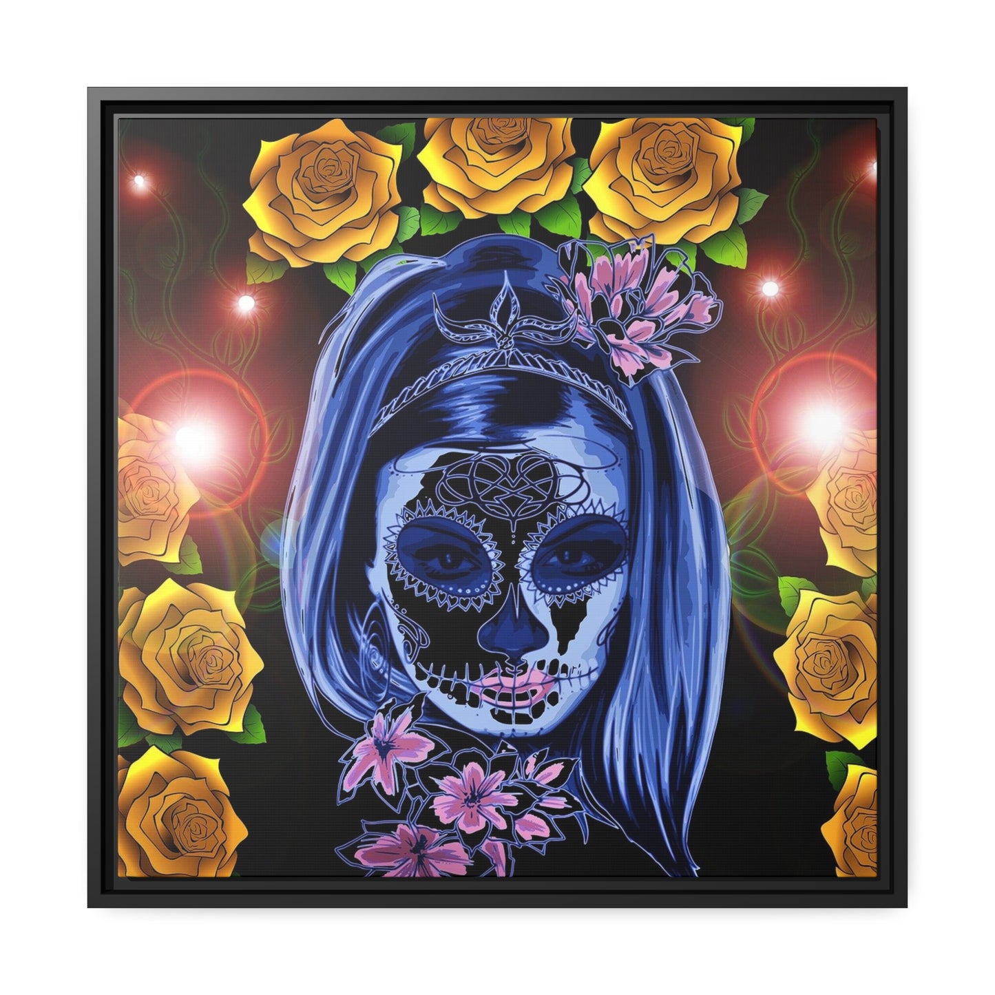 Day of the dead Matte Canvas, Black Frame