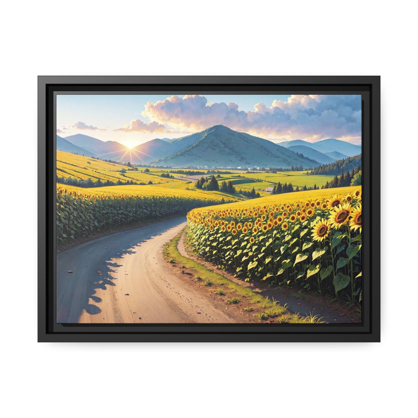 Sunflowers AI Gen Matte Canvas, Black Frame