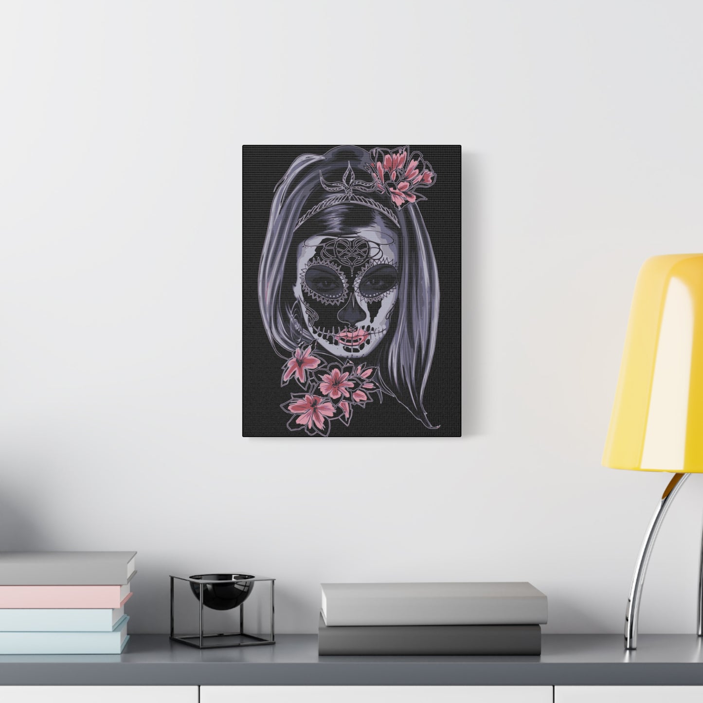 Lady Dead Mask Black Matte Canvas, Stretched, 1.25"