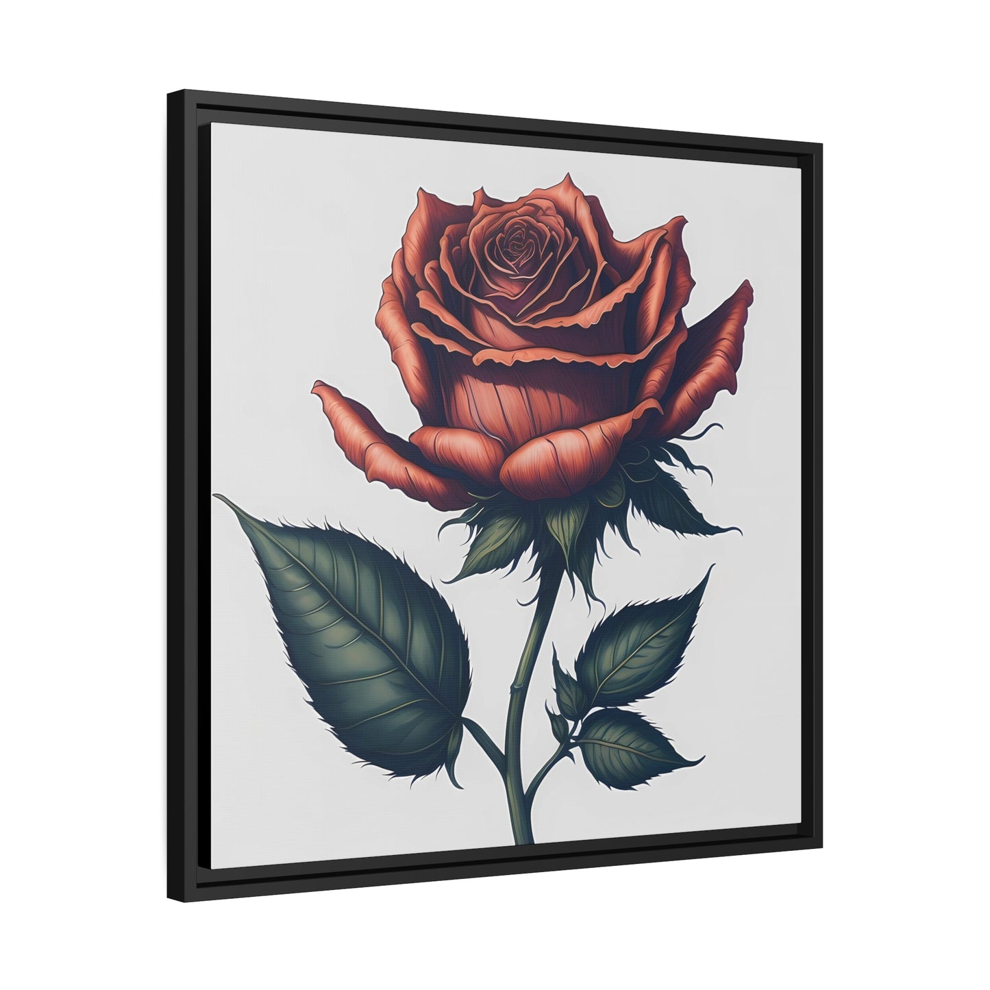 Rose AI Gen Matte Canvas, Black Frame