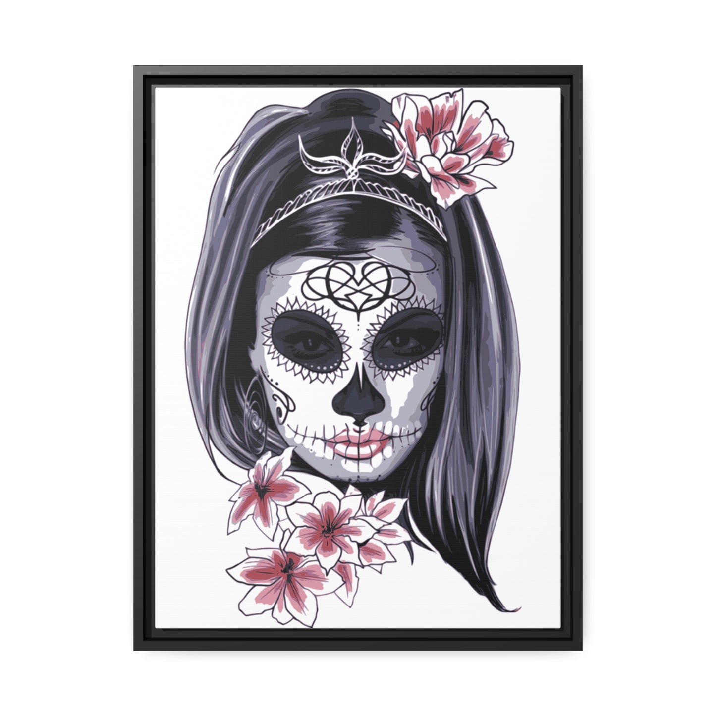 Lady Dead Mask White Matte Canvas, Black Frame