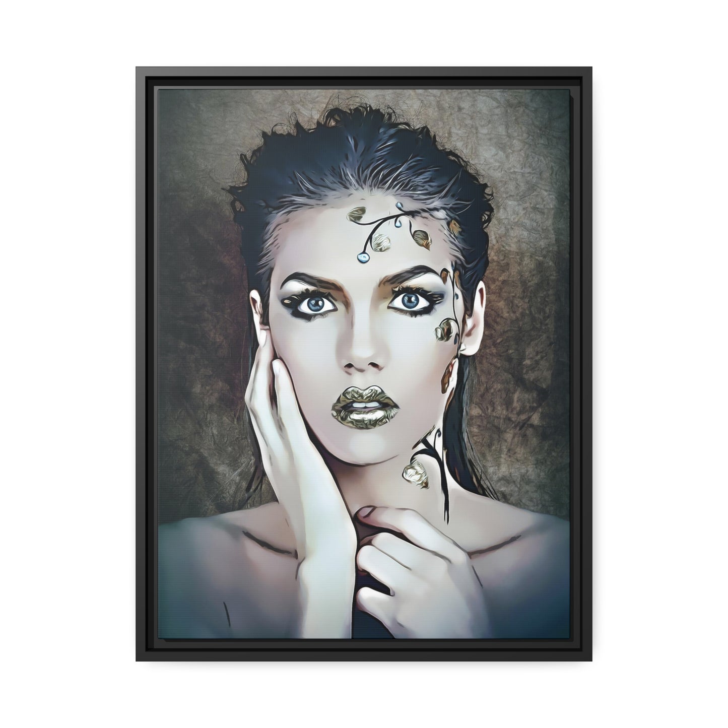 Woman Portrait Matte Canvas, Black Frame