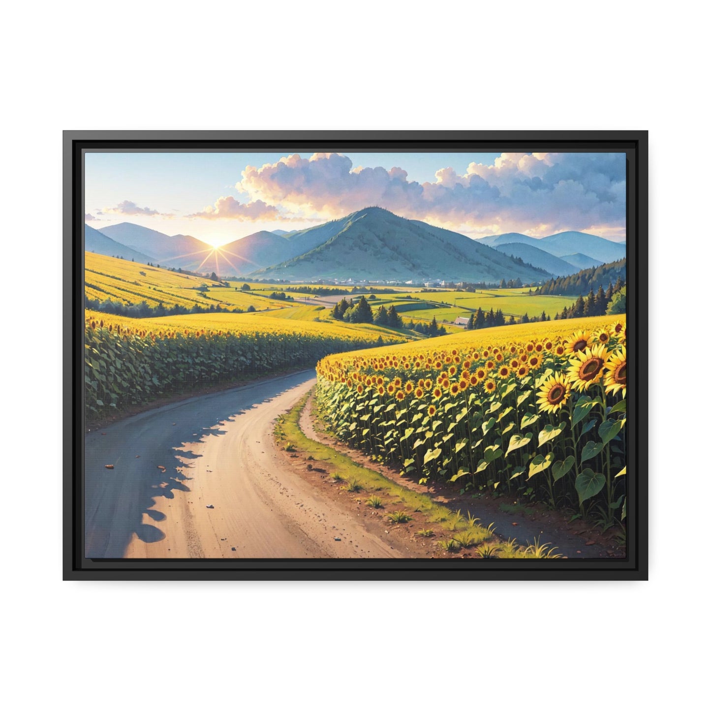 Sunflowers AI Gen Matte Canvas, Black Frame