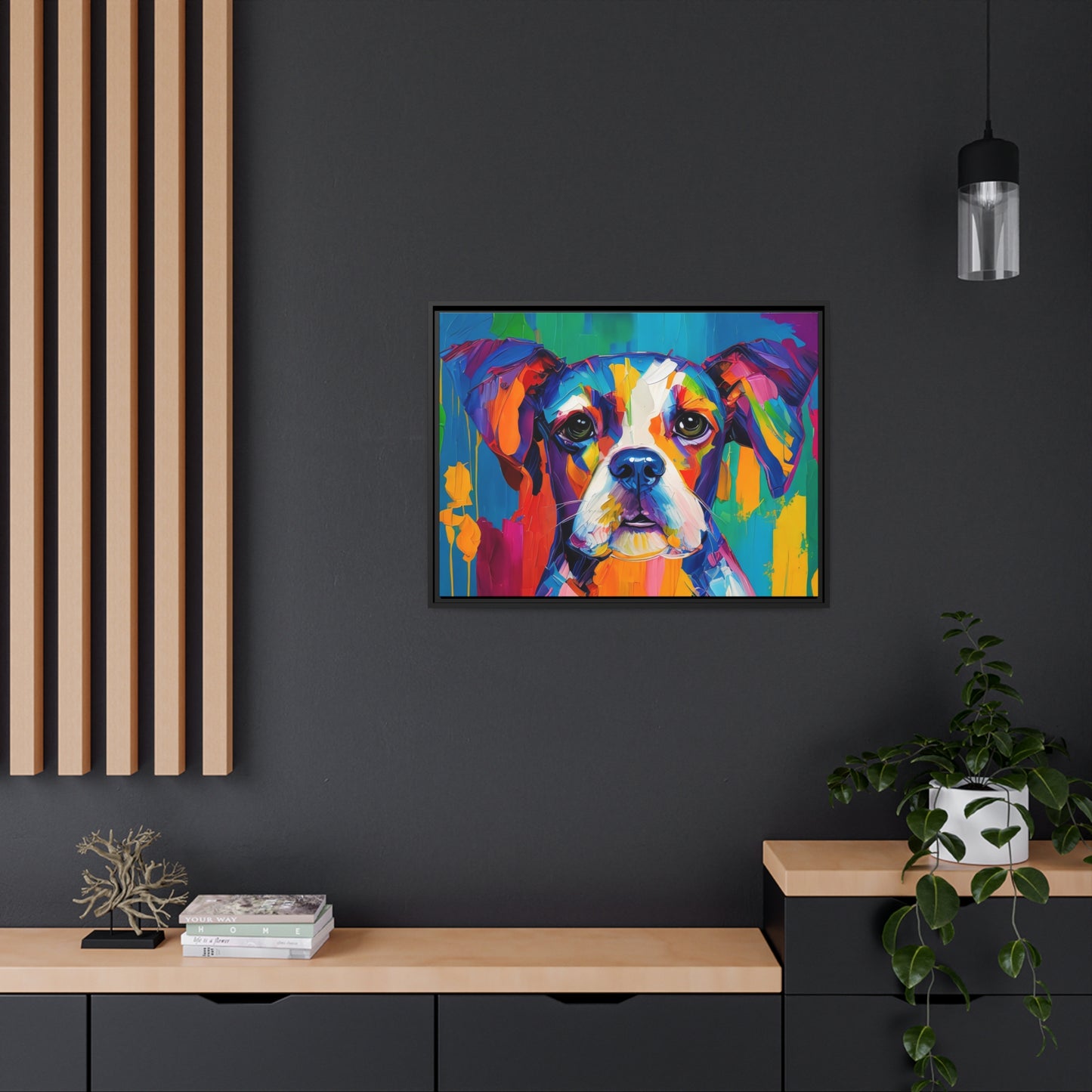 Dog AI Gen Matte Canvas, Black Frame