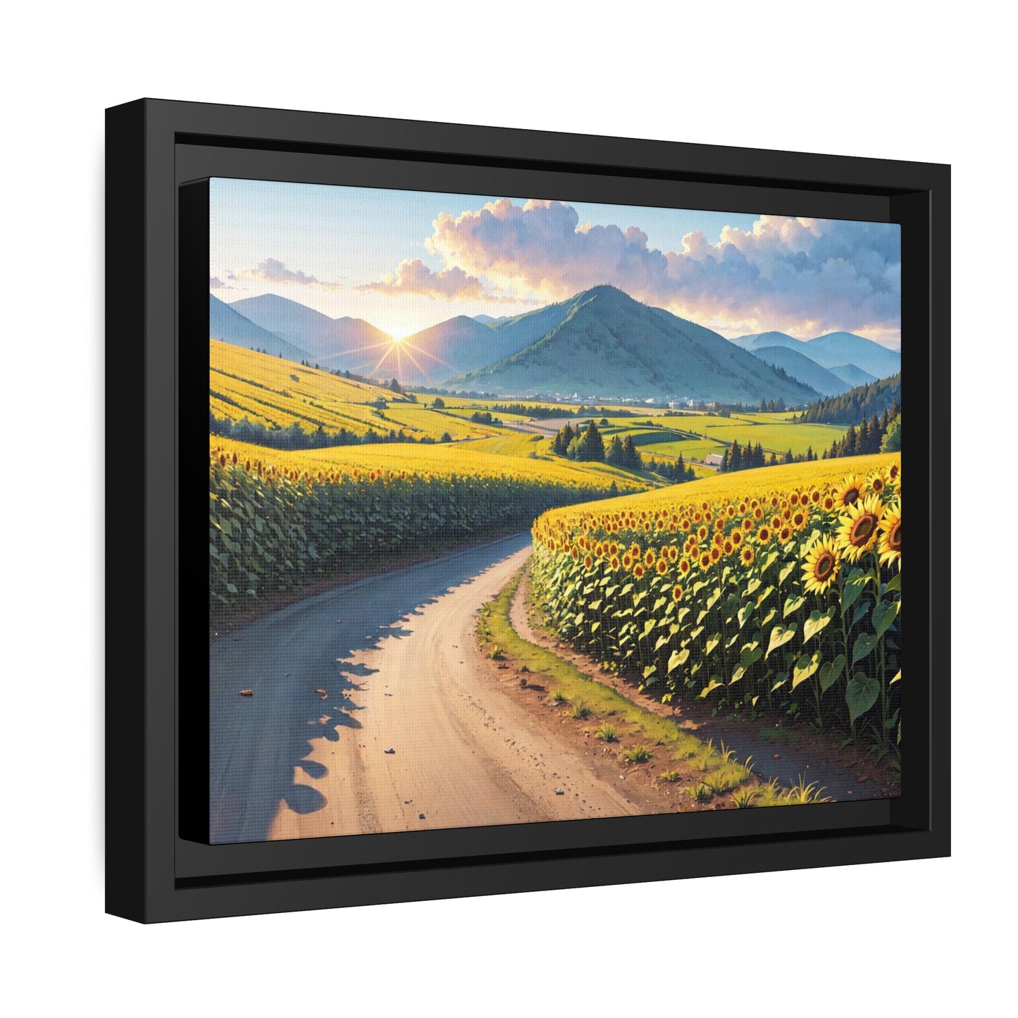 Sunflowers AI Gen Matte Canvas, Black Frame
