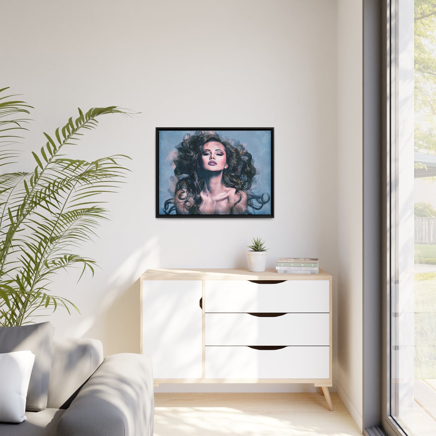 Woman Matte Canvas, Black Frame