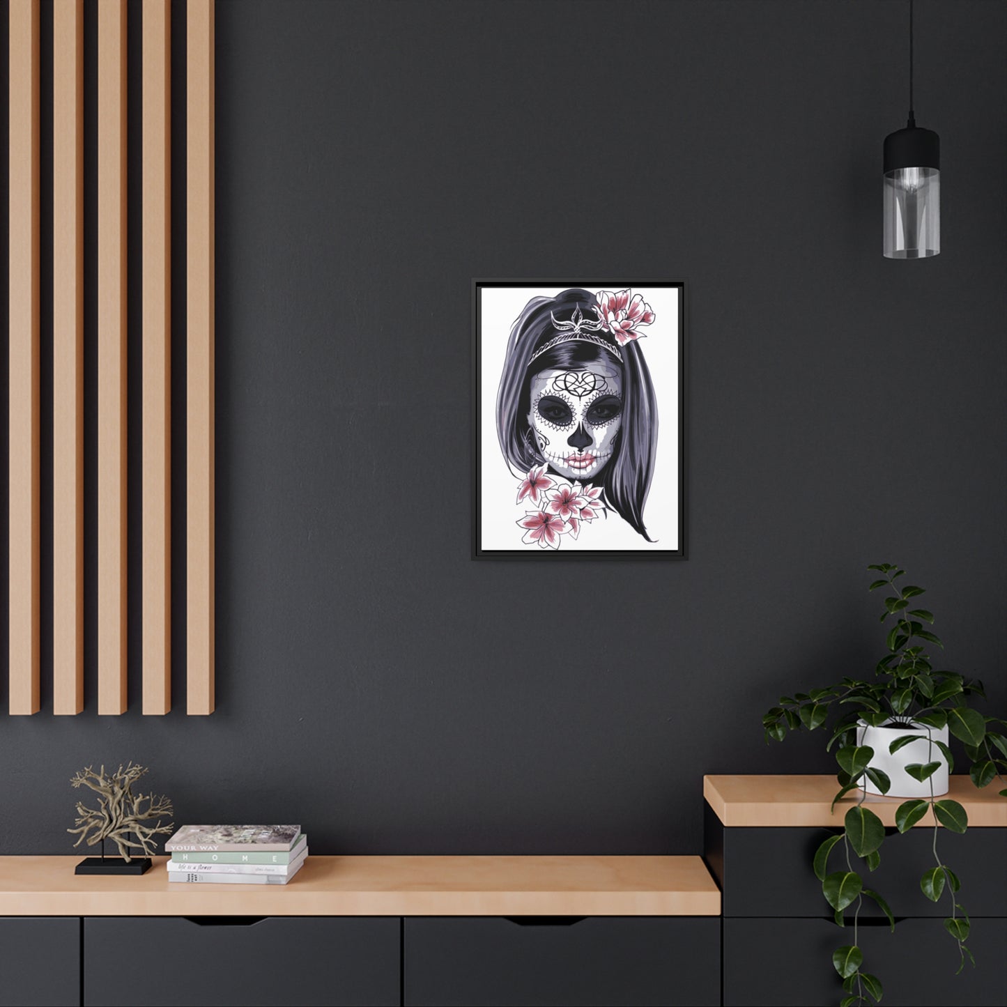 Lady Dead Mask White Matte Canvas, Black Frame