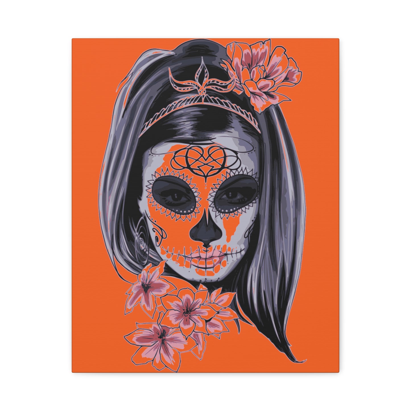 Lady Dead Mask Orange Matte Canvas, Stretched, 1.25"