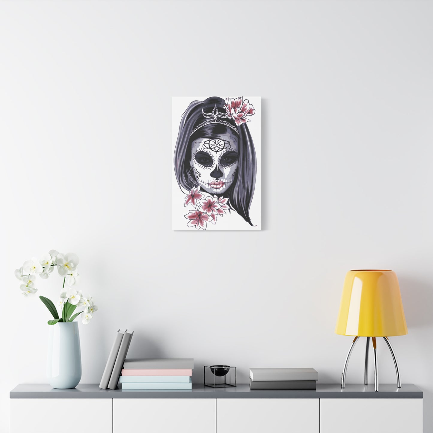 Lady Dead Mask White Matte Canvas, Stretched, 1.25"