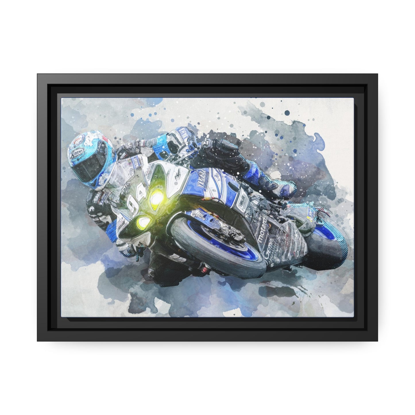 Motorcycle Race Matte Canvas, Black Frame