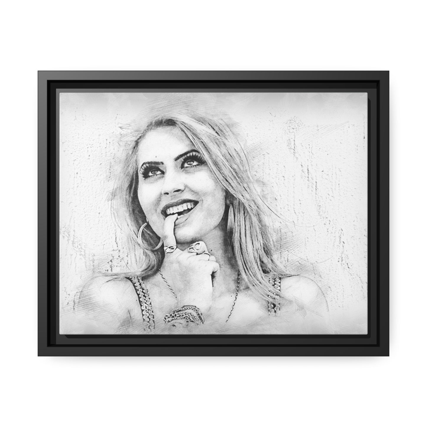 Woman Matte Canvas, Black Frame